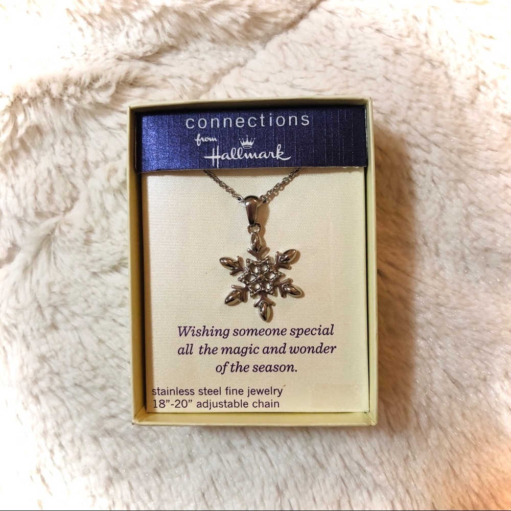 NIB Hallmark Snowflake Necklace Stainless Steel